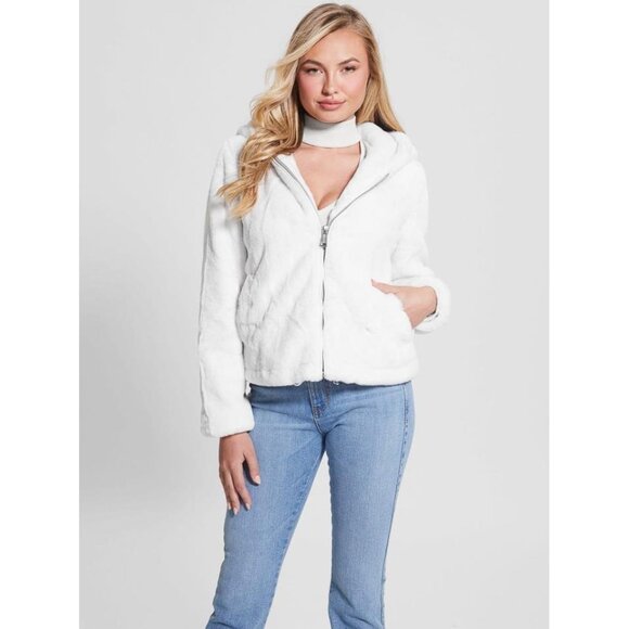 GUESS Women's Theoline Faux-Fur Jacket Size M - Picture 4 of 9